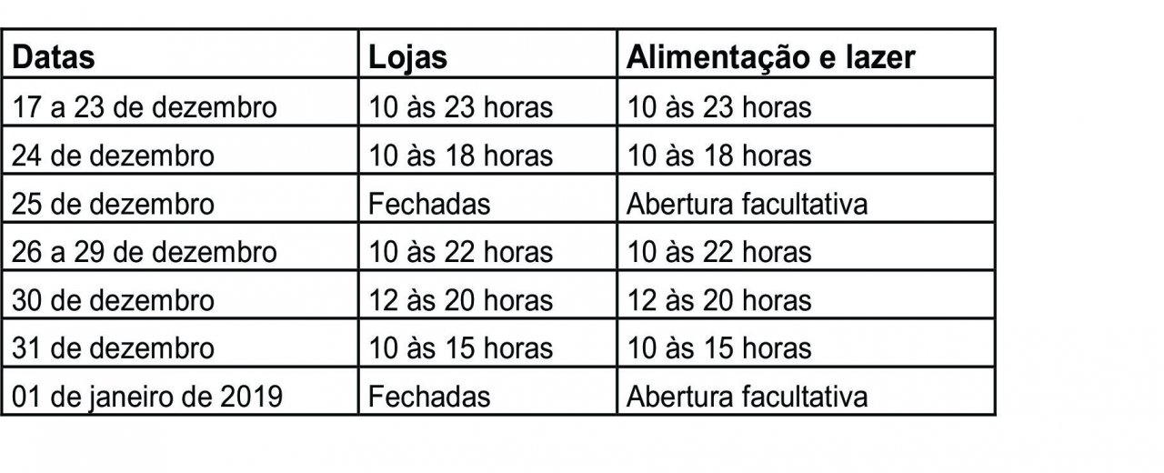 Dias e horários